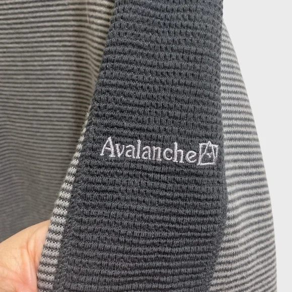 Avalanche 3 Snap Front Gray Blue Striped Thermal Long Sleeve Shirt Siz… - Picture 7 of 9